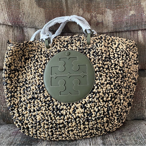 Tory Burch Ella Straw Box Weave Basket Tote. - Picture 3 of 16